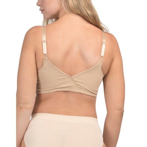 RHONDA SHEAR Beige Butterknit Wrap Bra With Crossover Back - Picture 2 of 2